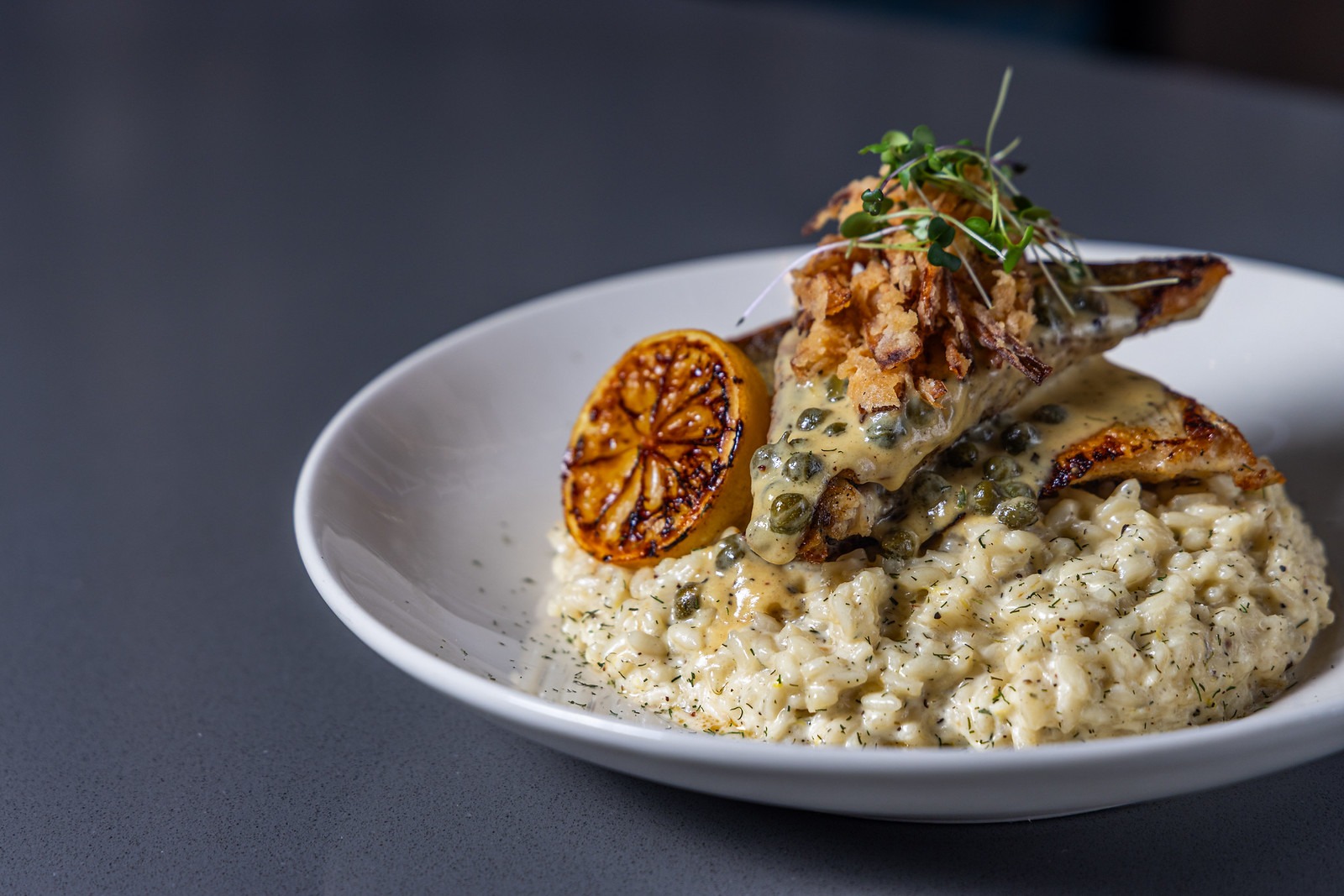 Walleye Picatta Risotto